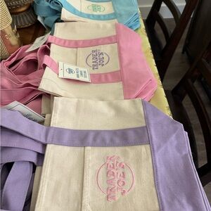 Cream and Lavender Canvas Tote Bag